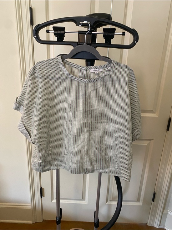 Madewell Tops - Madewell Mint Green, White & Brown Striped Shirt